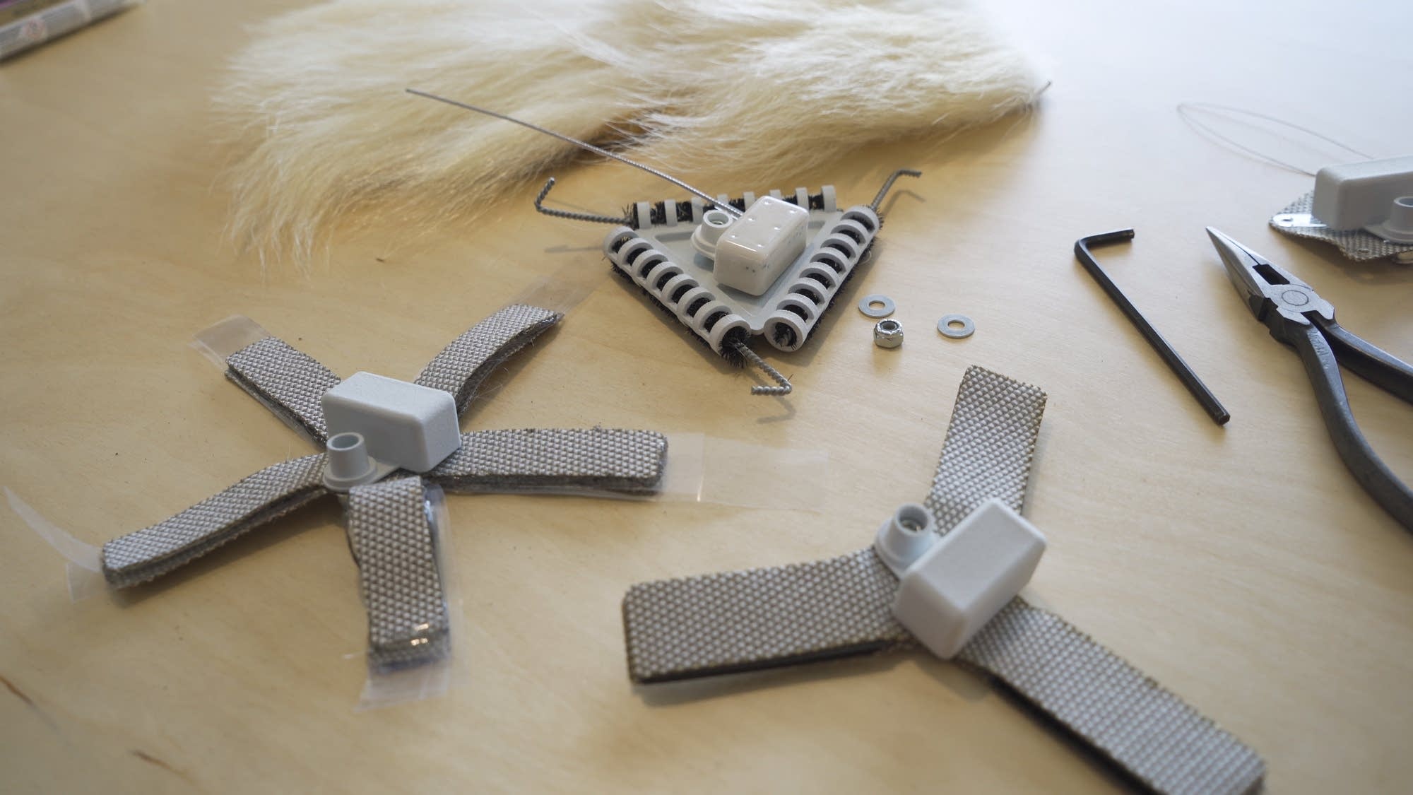 Prototype burr on fur atachments for polar bears