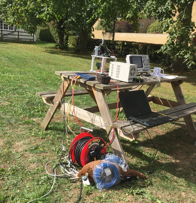 IMAGE OF ‘GARDEN’ BENCH TESTING OF INSTANT DETECT 2.0 AT CAMBRIDGE DESIGN PARTNERSHIP.