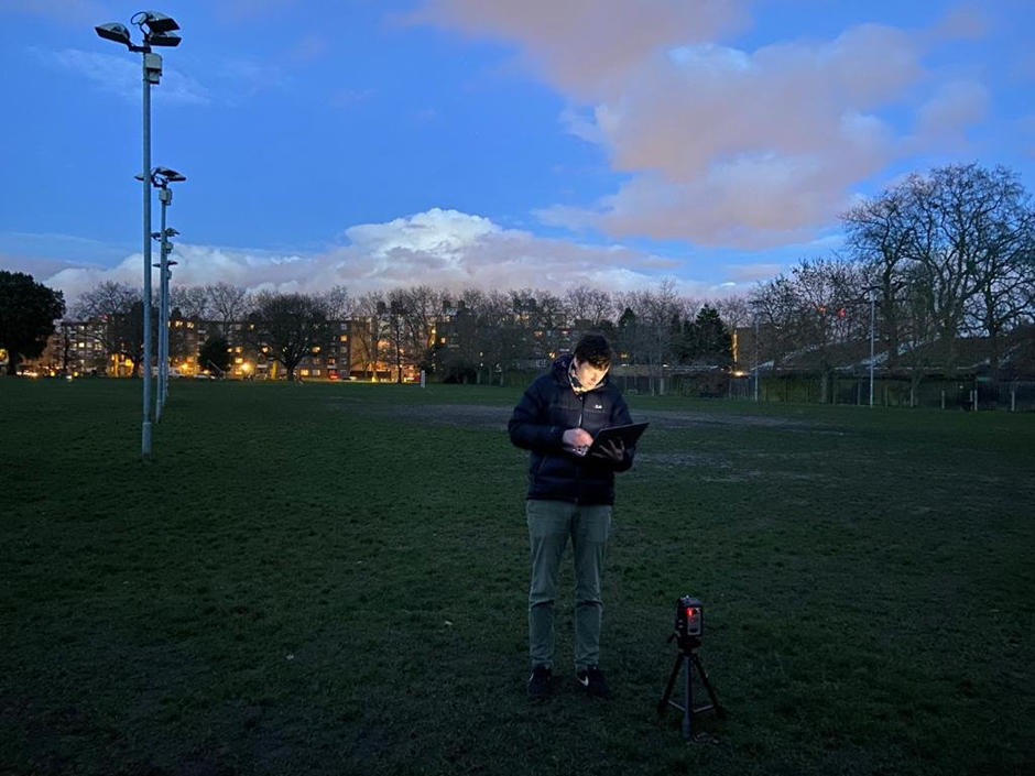 IMAGE OF INSTANT DETECT 2.0 CAMERA NIGHT CAPTURE TESTING IN A LONDON PARK, 2021.