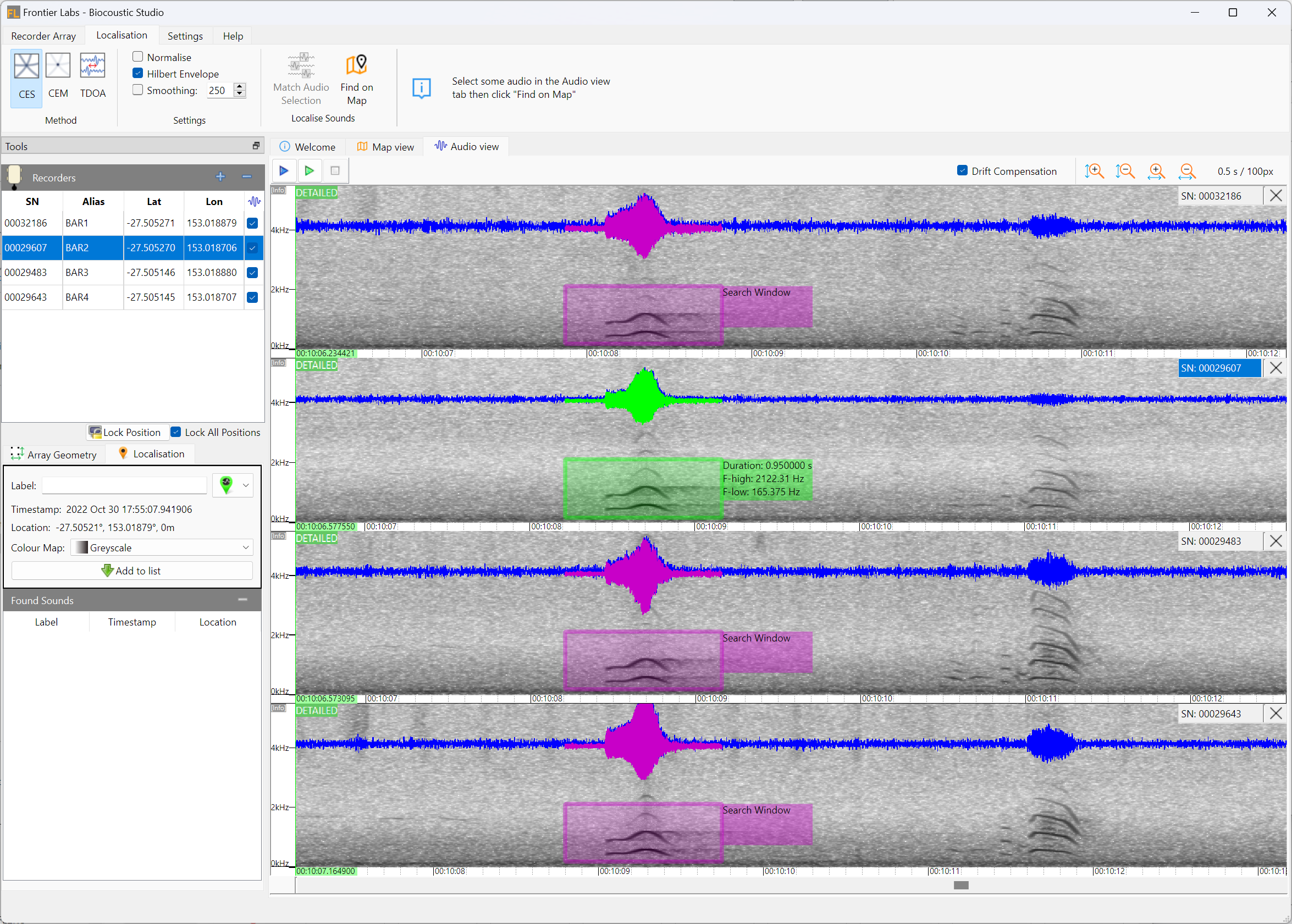 Selecting audio of a call you want to localize