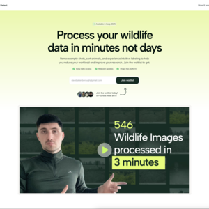 Animal Detect Waitlist Homepage